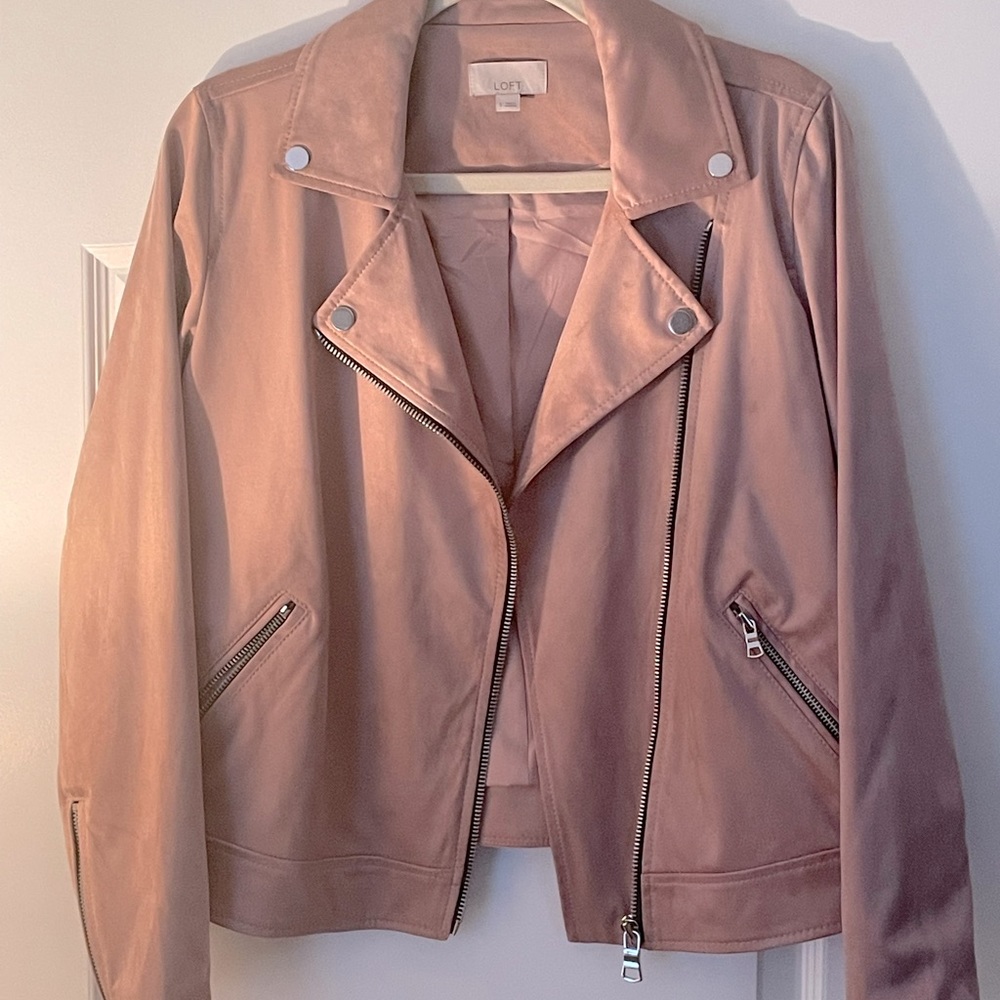 Loft Faux Leather Moto Jacket - light pink/dusty rose